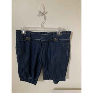 Rewash Bermuda Shorts Size 7 Denim Dark Wash 9.5" Inseam Slash Pockets Low Rise